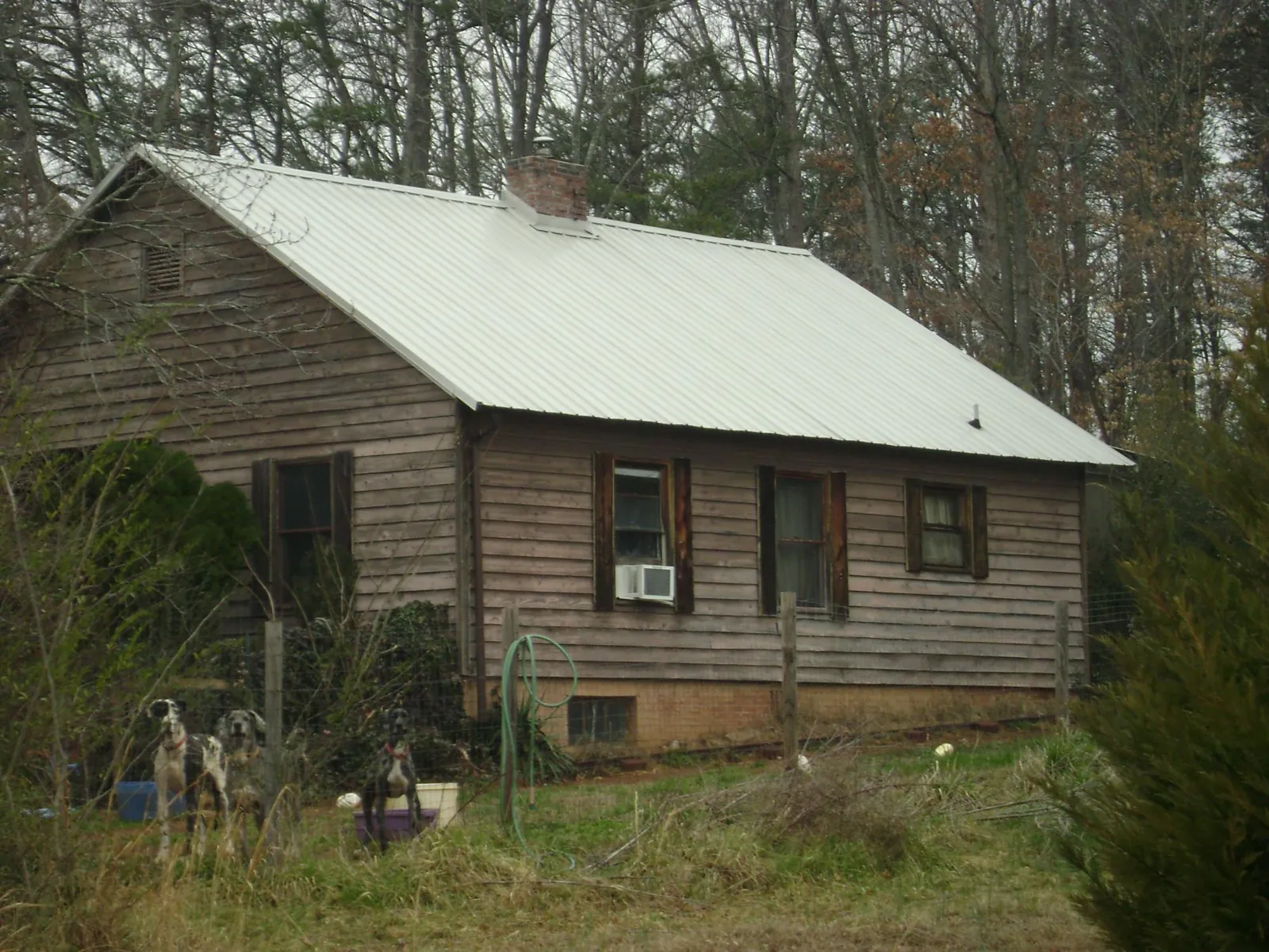 White metal roof on an old wood sided farmhouse, from a Metal Roof Installation job in Bingen
